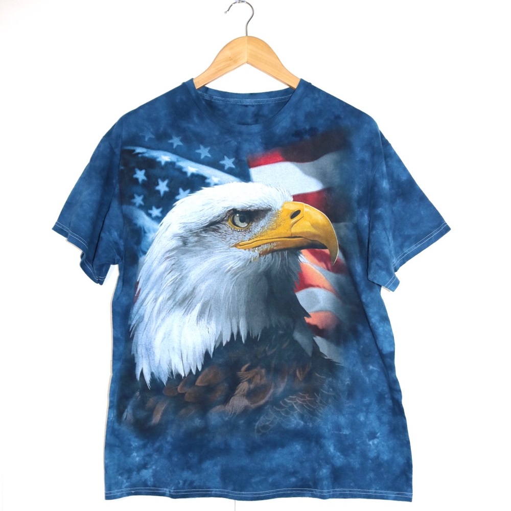 Liquid Blue Tie Dye American Eagle Flag T Shirt